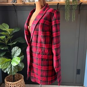 IMAN Global Chic red&black plaid ponte knit blazer new with tags